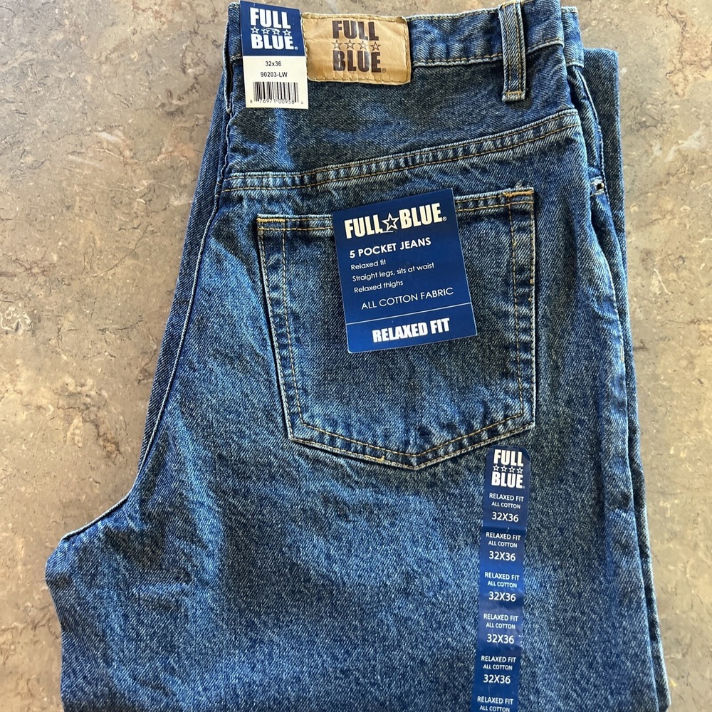 Full Blue Men's Relaxed  Fit 5-Pocket Jeans 32/36